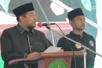 Bupati Sumenep Dr. H. Achmad Fauzi Wongsojudo saat memberikan sambutan di acara pelantikan PCNU Sumenep 