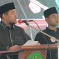 Bupati Sumenep Dr. H. Achmad Fauzi Wongsojudo saat memberikan sambutan di acara pelantikan PCNU Sumenep 