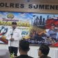 Bupati Sumenep Dr. H. Achmad Fauzi Wongsojudo saat memberikan sambutan dalam acara Tasyakuran Hari Bhayangkara ke-80 di Polres Sumenep 