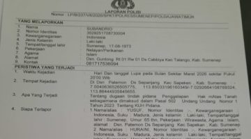 Bukti pelaporan ke Polresta Sumenep 